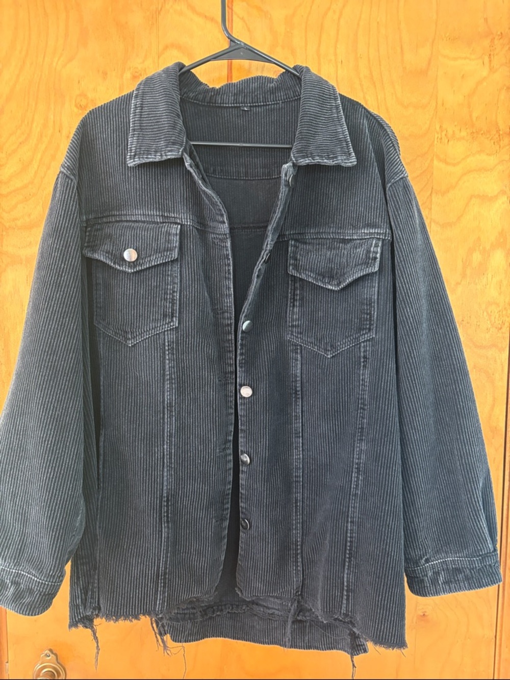 Black Corduroy Button-Up Jacket